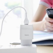 Превью Сетевое зарядное устройство HOCO C72A Glorious с кабелем micro-USB (белое) — 12