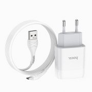 Превью Сетевое зарядное устройство HOCO C72A Glorious с кабелем micro-USB (белое) — 4