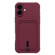 Чехол-накладка - SC304 c картхолдером для Apple iPhone 16 Plus (234454) (бордовая) — 1