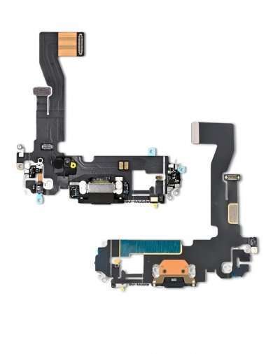 Шлейф для Apple iPhone 12 Pro на разъем зарядки/микрофон (черный) &mdash; 1