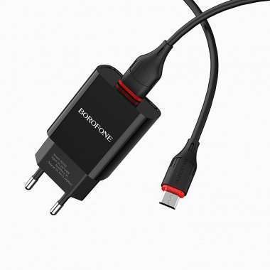 Сетевое зарядное устройство Borofone BA20A Sharp USB с кабелем micro-USB (черное) — 4